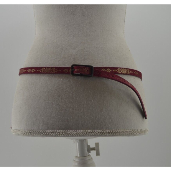 GAP Accessories - Gap Women's Pink Magenta Gold Accent Skinny Belt Made in USA Single Prong Size S